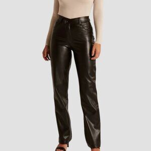 Abercrombie & Fitch Criss-Cross Waist Vegan Leather 90s Straight Pant